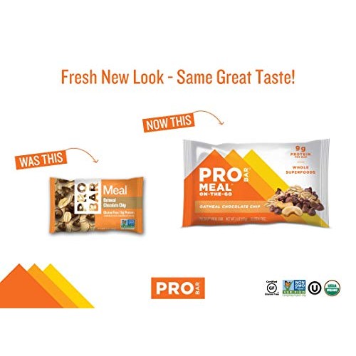 Probar - Meal Bar, Oatmeal Chocolate Chip, Non-Gmo, Gluten-Free,