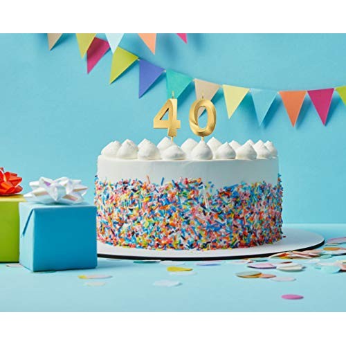 Procest 40Th Gold Birthday Candles, Number Candles For Birthday,