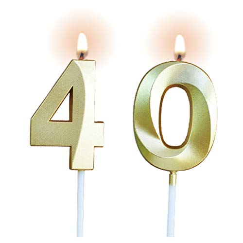 Procest 40Th Gold Birthday Candles, Number Candles For Birthday,