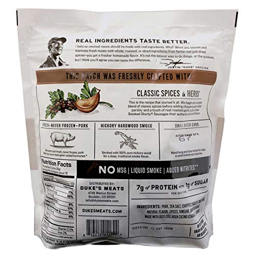 Product of Duke, Shorty Smoked Sausage Original, 16 ounces Glute...