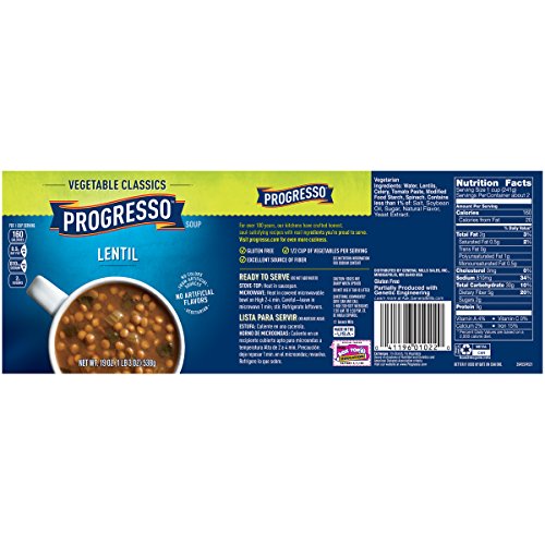 Progresso Soup, Vegetable Classics, Lentil Soup, Gluten Free, 19