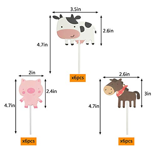 36 Pcs Farm Animal Theme Cupcake Topper Cake Picks Decoration Fo