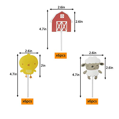 36 Pcs Farm Animal Theme Cupcake Topper Cake Picks Decoration Fo