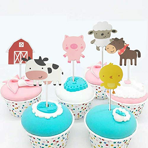 36 Pcs Farm Animal Theme Cupcake Topper Cake Picks Decoration Fo