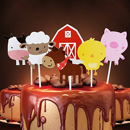 36 Pcs Farm Animal Theme Cupcake Topper Cake Picks Decoration Fo