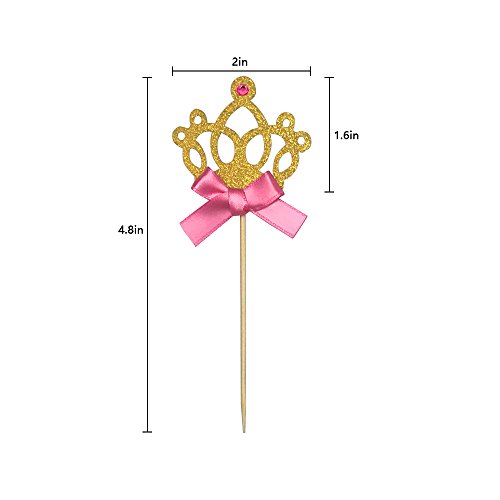 Gold Glitter Princess Crown Tiara Cake Cupcake Toppers Picks For