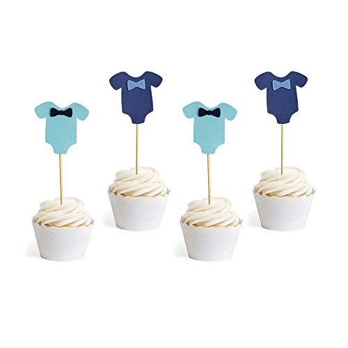Proparty Blue Baby Jumpsuits Baby Shower Cake Cupcake Toppers Pi