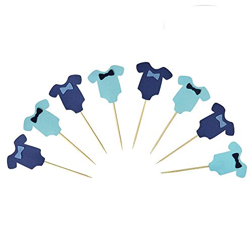 Proparty Blue Baby Jumpsuits Baby Shower Cake Cupcake Toppers Pi