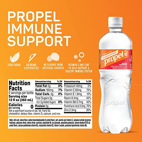 Propel Immune Support With Vitamin C + Zinc, Orange Raspberry, 2