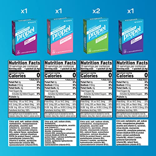 Propel Powder Packets 4 Flavor Variety Pack With Electrolytes, V