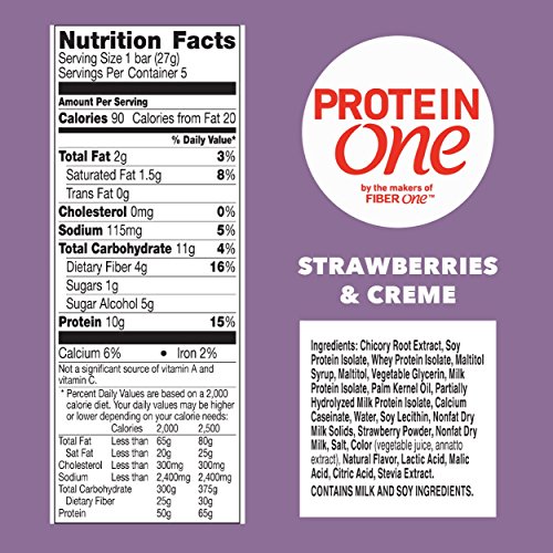 Protein One 90 Calorie Strawberries &Amp; Cream Protein Bars, 5 Coun