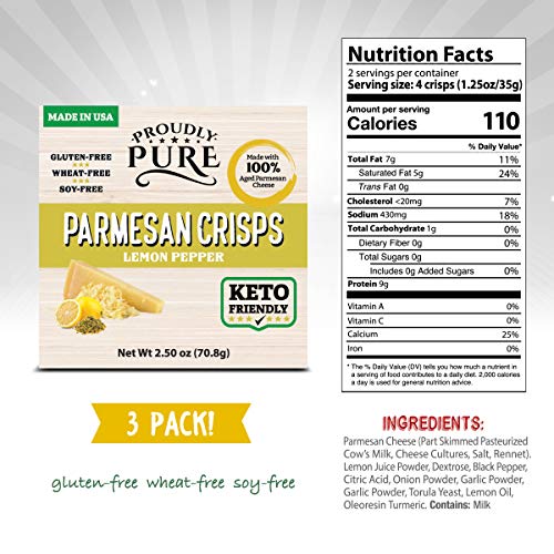 Keto Snacks Salty Parmesan Cheese Crisps Bread Lemon Pepper Pac