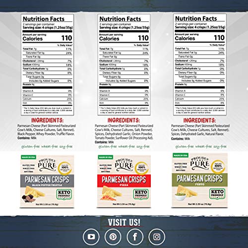 Keto Snacks Salty Parmesan Cheese Crisps Bread Variety Pack Of