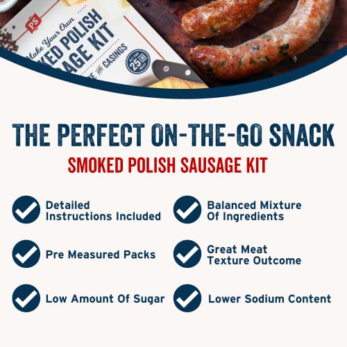 PS Seasoning Smoked Polish Sausage Kit- Includes Seasoning, Casi...