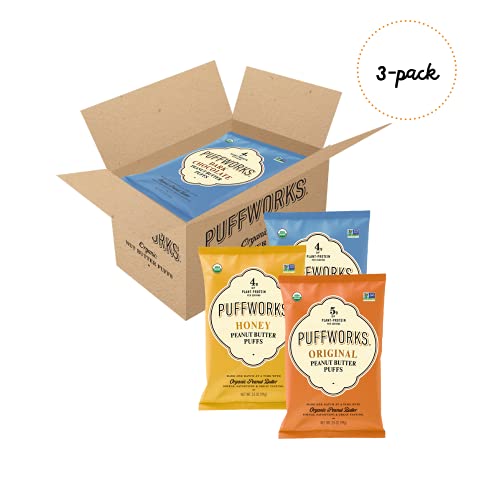 Puffworks Variety Pack Organic Peanut Butter Puffs Original, Da