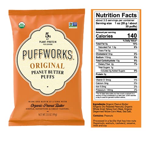 Puffworks Variety Pack Organic Peanut Butter Puffs Original, Da