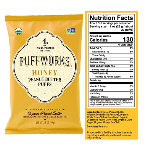 Puffworks Variety Pack Organic Peanut Butter Puffs Original, Da