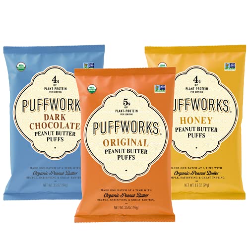 Puffworks Variety Pack Organic Peanut Butter Puffs Original, Da