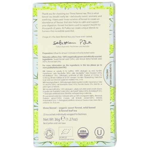 Organic Three Fennel Tea With Sweet Wild Fennel 20 Tea Bags