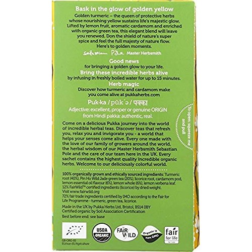 Pukka Herbs Turmeric Glow, Organic Herbal Tea With Lemon &Amp; Whole
