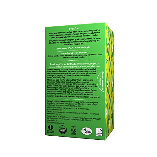 Pukka Lemongrass &Amp; Ginger, Organic Herbal Tea 3 Pack, 60 Tea Bags