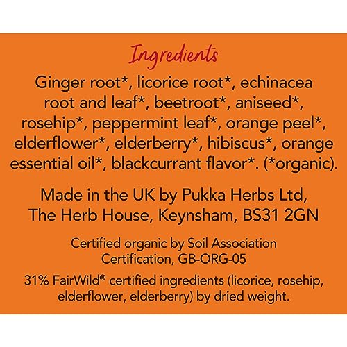 Pukka Organic Tea Bags, Elderberry & Echinacea Herbal Tea, Perfe...