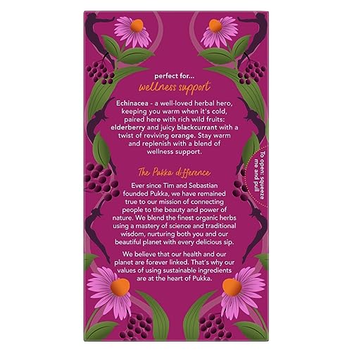 Pukka Organic Tea Bags, Elderberry & Echinacea Herbal Tea, Perfe...