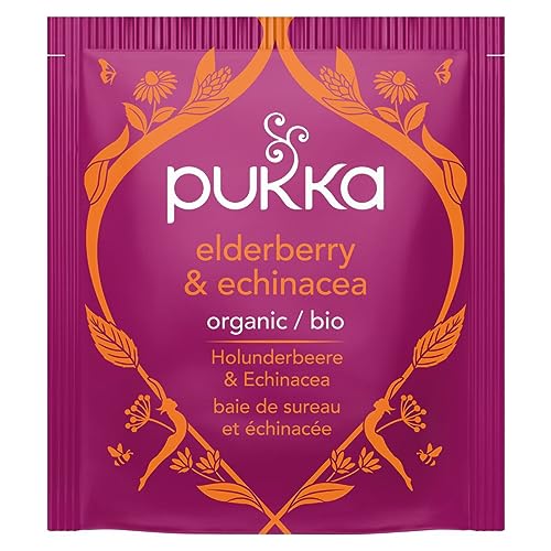 Pukka Organic Tea Bags, Elderberry & Echinacea Herbal Tea, Perfe...