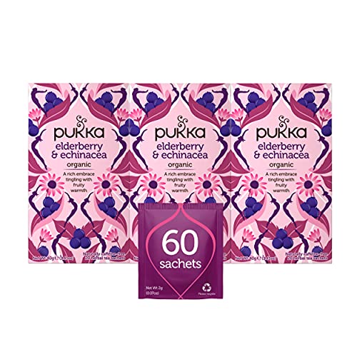 Pukka Organic Tea Bags, Elderberry &Amp; Echinacea Herbal Tea, Perfe
