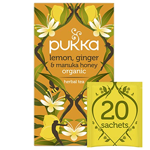 Pukka Organic Tea Bags, Lemon Ginger Manuka Honey Tea, 20 Count