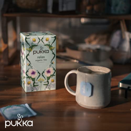 Pukka Organic Tea Bags, Relax Herbal Tea, Chamomile, Cardamon an...