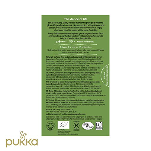 Pukka Organic Tea Bags, Turmeric Active Herbal Tea with Ginger a...