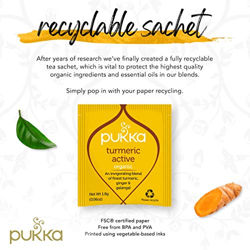 Pukka Organic Tea Bags, Turmeric Active Herbal Tea with Ginger a...
