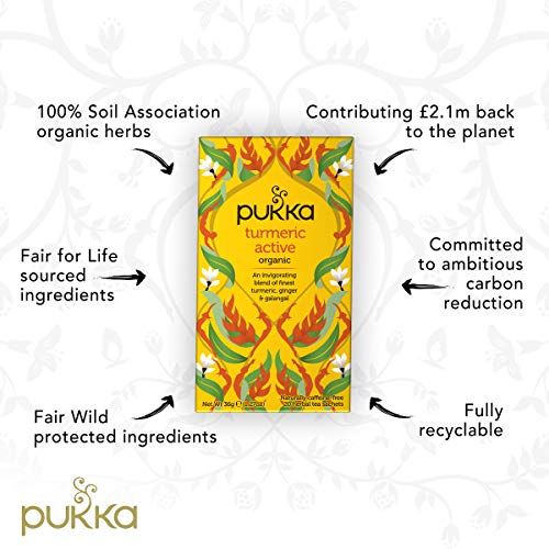 Pukka Organic Tea Bags, Turmeric Active Herbal Tea with Ginger a...