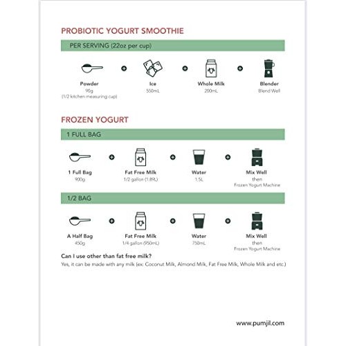 Pumjil Ice Cream Mix, Probiotic Soft Serve Ice Cream Mix, Ideal