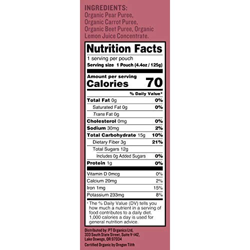 Peter Rabbit Organics Beet, Carrot And Pear, 4.4 Ounce Pouches,