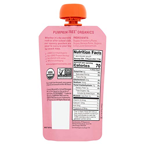 Peter Rabbit Organics Strawberry And Banana Pure Fruit Snack, 4