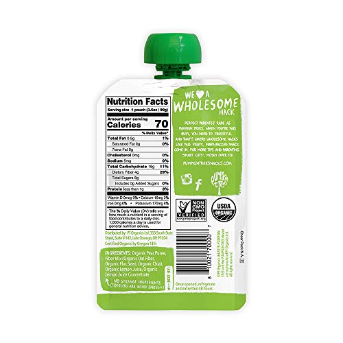 Pumpkin Tree Organics Fruit Snack Pouch, Pear + Fiber + A Squeez