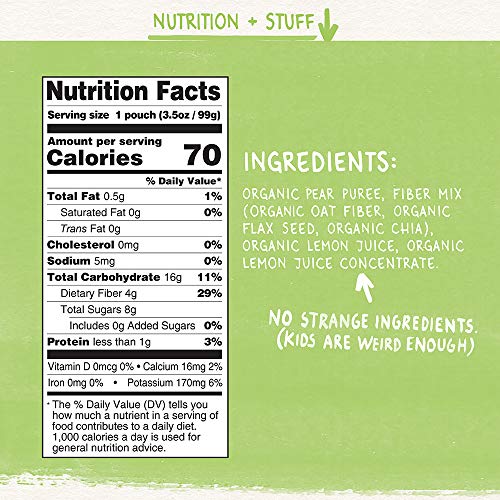 Pumpkin Tree Organics Fruit Snack Pouch, Pear + Fiber + A Squeez
