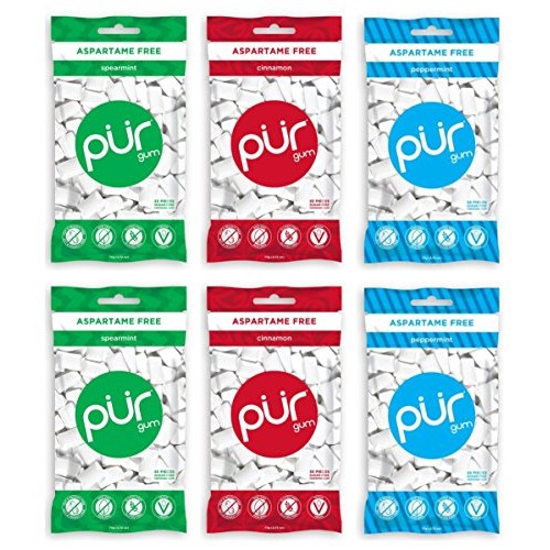 Pur Gum 3 Flavor Assortment Spearmint, Cinnamon, Peppermint, Pa