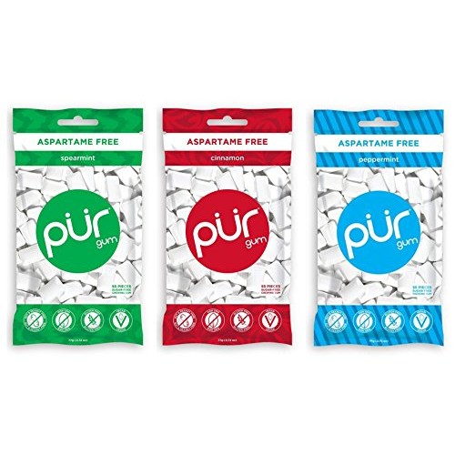 Pur Gum 3 Flavor Assortment Spearmint, Cinnamon, Peppermint, Pa