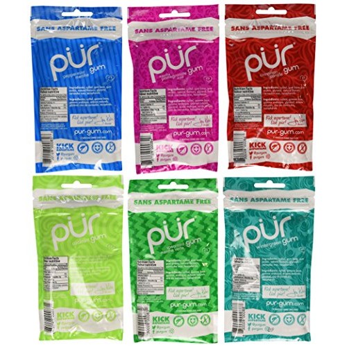 Pur Gum 6 Flavor Assortment Spearmint, Peppermint, Pomegranate M