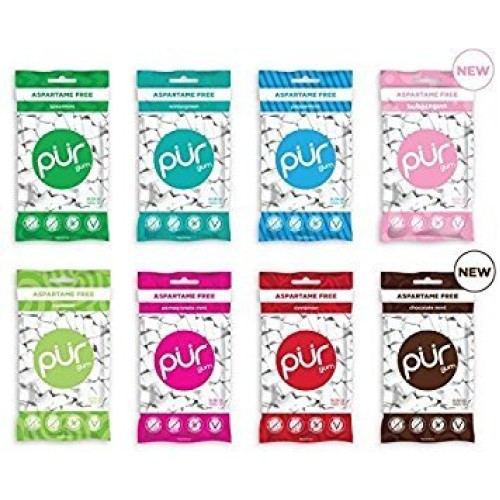Pur Gum 8 Flavor Assortment Spearmint, Peppermint, Pomegranate M