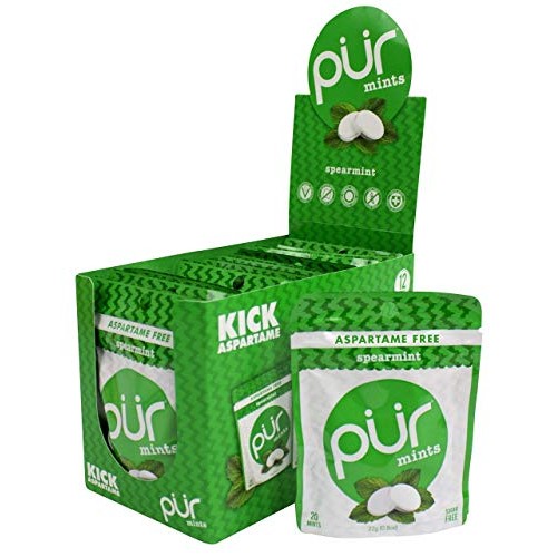Pur 100% Xylitol Breath Mints, Spearmint, 20 Count Pack Of 12