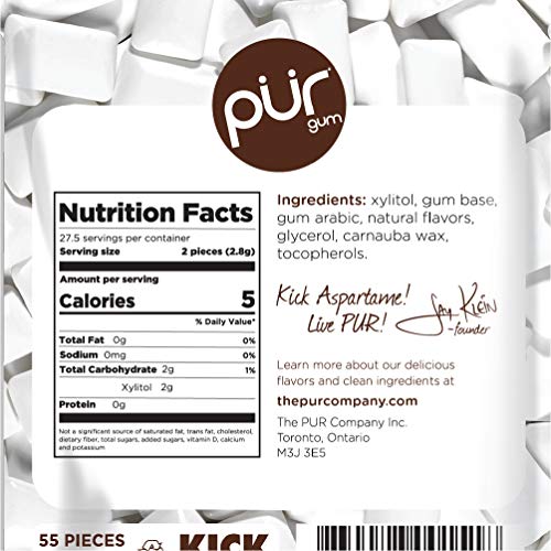 Pur 100% Xylitol Chewing Gum, Chocolate Mint - Sugar-Free + Aspa