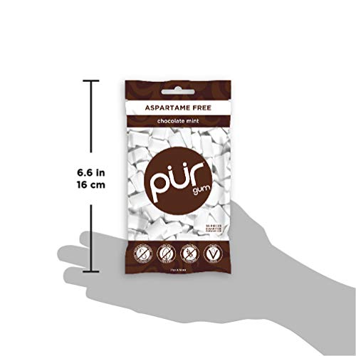 Pur 100% Xylitol Chewing Gum, Chocolate Mint - Sugar-Free + Aspa