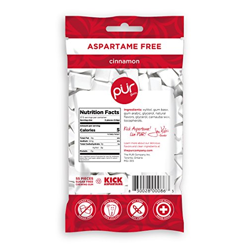 Pur 100% Xylitol Chewing Gum, Cinnamon , Sugar-Free + Aspartame