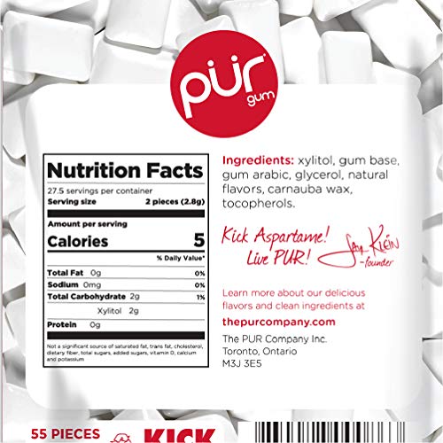 Pur 100% Xylitol Chewing Gum, Cinnamon , Sugar-Free + Aspartame