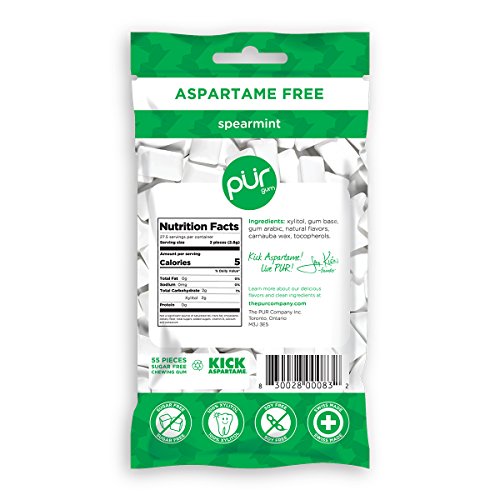 Pur 100% Xylitol Chewing Gum, Spearmint, Sugar-Free + Aspartame