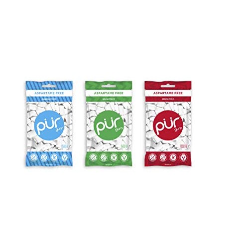 Pur 100% Xylitol Chewing Gum, Variety Pack, Peppermint Spearmint